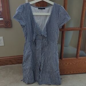 Abercrombie & Fitch Navy and White Checkered Mini Dress